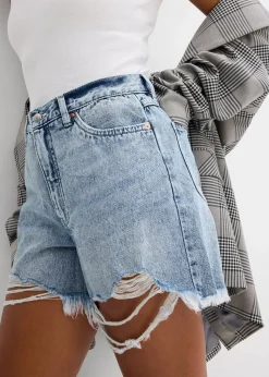 bonprix Jeans|Shorts^Jeans-Shorts High Waist, Low Stretch eisblau denim used