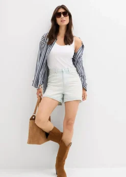 bonprix Jeans|Shorts^Jeans-Shorts High Waist, Low Stretch eisblau denim used