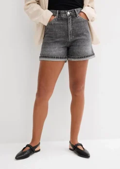 bonprix Jeans|Shorts^Jeans-Shorts High Waist, Low Stretch schwarz denim used