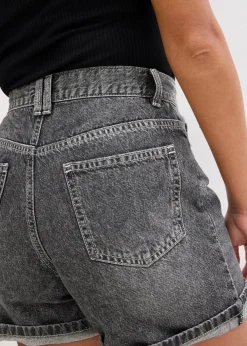 bonprix Jeans|Shorts^Jeans-Shorts High Waist, Low Stretch schwarz denim used