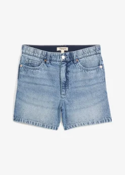 bonprix Jeans|Shorts^Jeans-Shorts High Waist, Low Stretch blau denim used