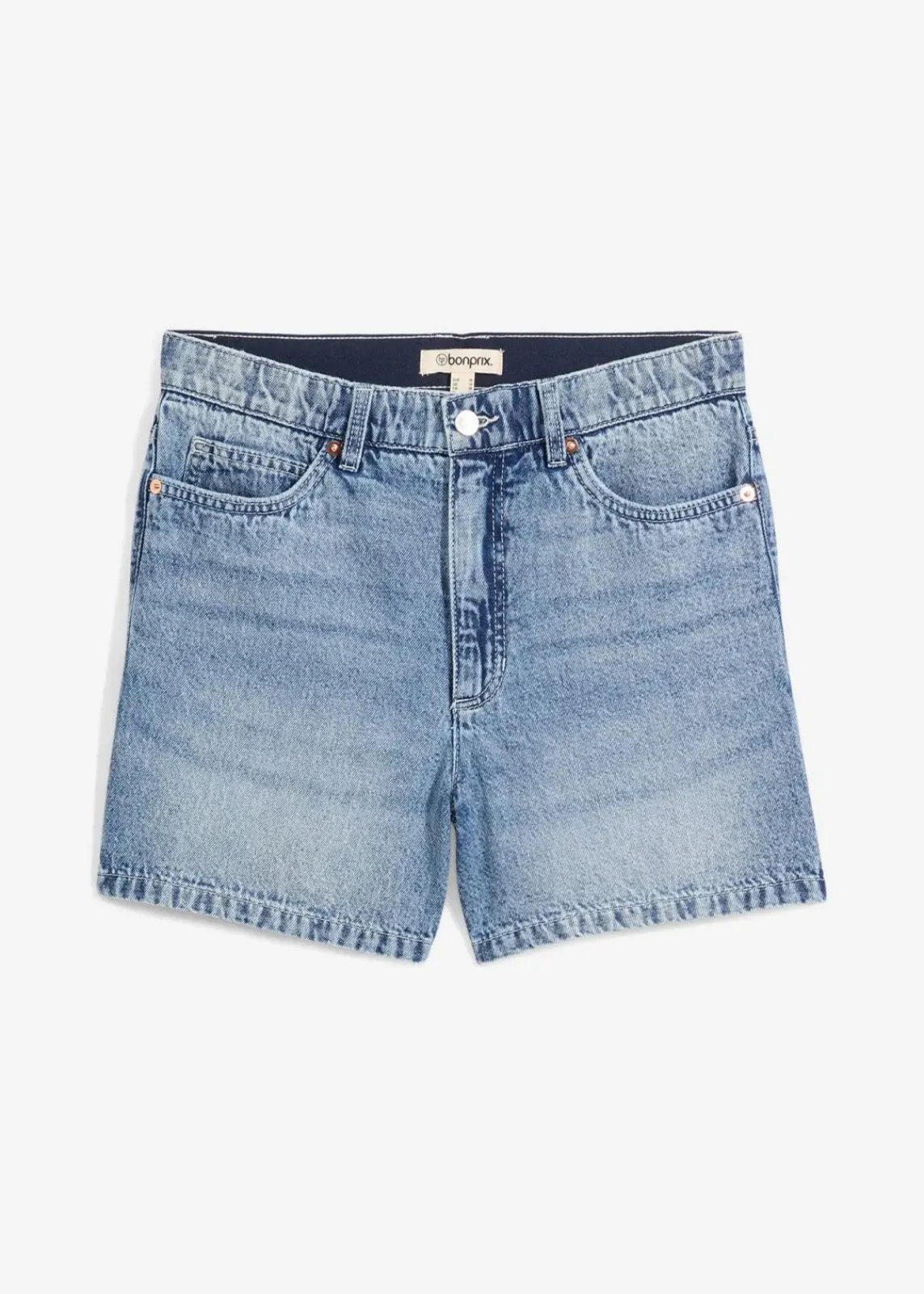 bonprix Jeans|Shorts^Jeans-Shorts High Waist, Low Stretch blau denim used