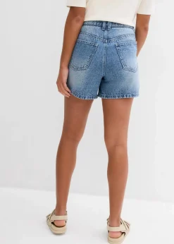 bonprix Jeans|Shorts^Jeans-Shorts High Waist, Low Stretch blau denim used