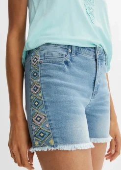 bonprix Bekleidung·Outdoorbekleidung|Bekleidung·Shirts & Tops^Jeans-Shorts Mid Waist hellblau denim