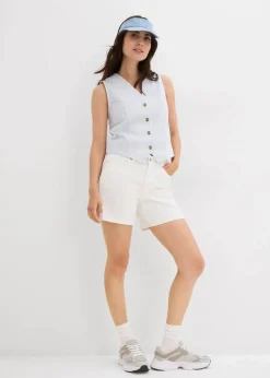 bonprix Bekleidung·Outdoorbekleidung|Bekleidung·Shirts & Tops^Jeans-Shorts Mid Waist weiß