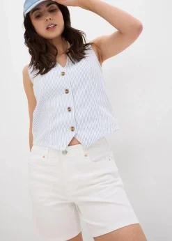 bonprix Bekleidung·Outdoorbekleidung|Bekleidung·Shirts & Tops^Jeans-Shorts Mid Waist weiß