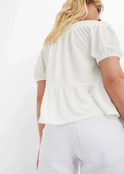 bonprix Jeans|Shorts^Jeansshorts, Mid Waist weiß twill used