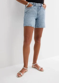 bonprix Jeans|Shorts^Jeans-Shorts Mid Waist eisblau denim used