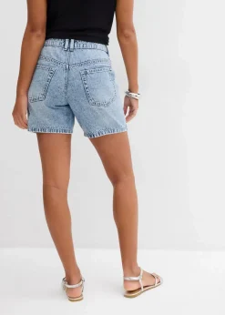 bonprix Jeans|Shorts^Jeans-Shorts Mid Waist eisblau denim used