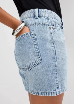 bonprix Jeans|Shorts^Jeans-Shorts Mid Waist eisblau denim used