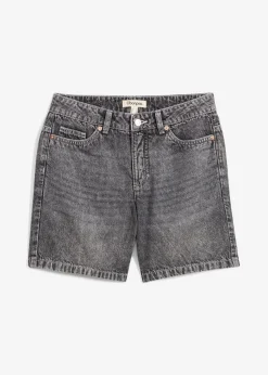 bonprix Jeans|Shorts^Jeans-Shorts Mid Waist schwarz denim used