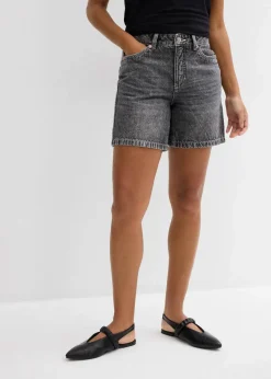 bonprix Jeans|Shorts^Jeans-Shorts Mid Waist schwarz denim used