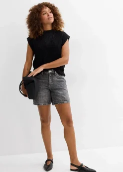 bonprix Jeans|Shorts^Jeans-Shorts Mid Waist schwarz denim used