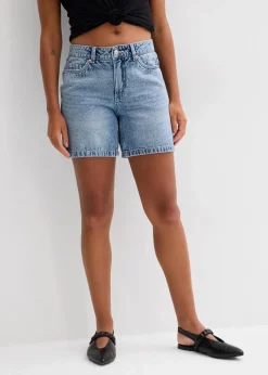 bonprix Jeans|Shorts^Jeans-Shorts Mid Waist blau denim used