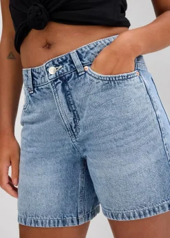 bonprix Jeans|Shorts^Jeans-Shorts Mid Waist blau denim used