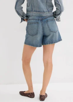 bonprix Bekleidung·Outdoorbekleidung|Bekleidung·Shirts & Tops^Jeans-Shorts Mid Waist, Low Stretch blau denim used