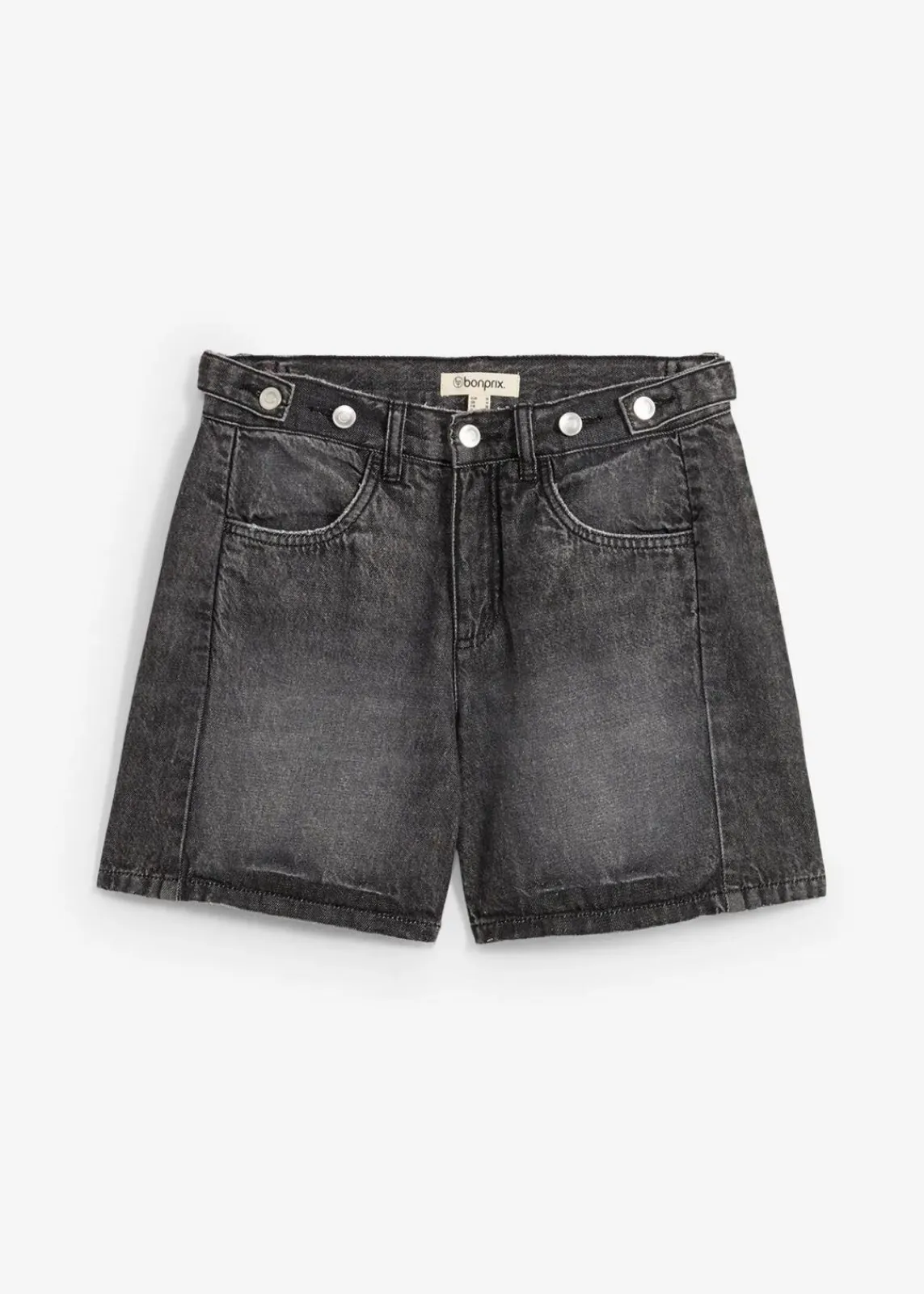 bonprix Jeans|Shorts^Jeans-Shorts Mid Waist, Low Stretch schwarz denim used