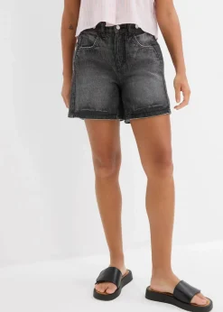 bonprix Jeans|Shorts^Jeans-Shorts Mid Waist, Low Stretch schwarz denim used