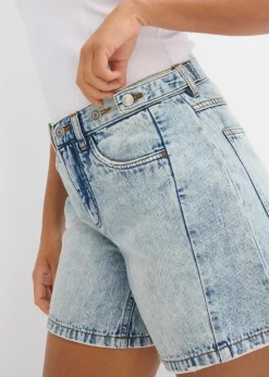 bonprix Jeans|Shorts^Jeans-Shorts Mid Waist, Low Stretch eisblau denim used