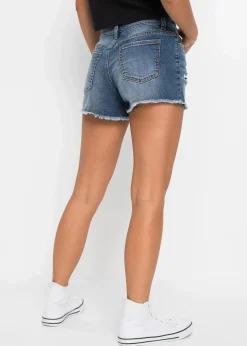 bonprix Shorts|Jeans^Jeansshorts Mid Waist mit Stickerei blau denim