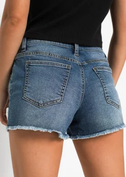 bonprix Shorts|Jeans^Jeansshorts Mid Waist mit Stickerei blau denim