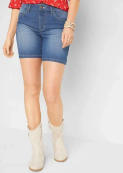 bonprix Bekleidung·Outdoorbekleidung|Bekleidung·Shirts & Tops^Jeansshorts Slim Fit Mid Waist, 2er Pack hellblau+blau used