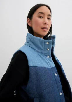 bonprix Bekleidung·Hosen|Jacken & Mäntel^Jeans-Steppweste blau denim