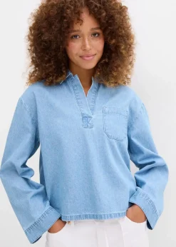 bonprix Bekleidung·Jacken & Mäntel|Blusen & Tuniken^Jeans-Tunika eisblau denim