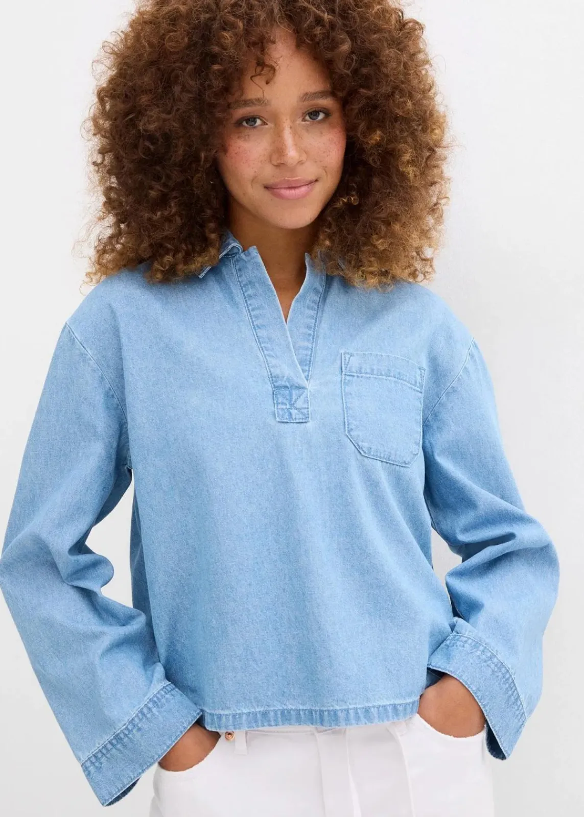 bonprix Bekleidung·Jacken & Mäntel|Blusen & Tuniken^Jeans-Tunika eisblau denim