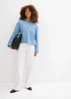 bonprix Bekleidung·Jacken & Mäntel|Blusen & Tuniken^Jeans-Tunika eisblau denim