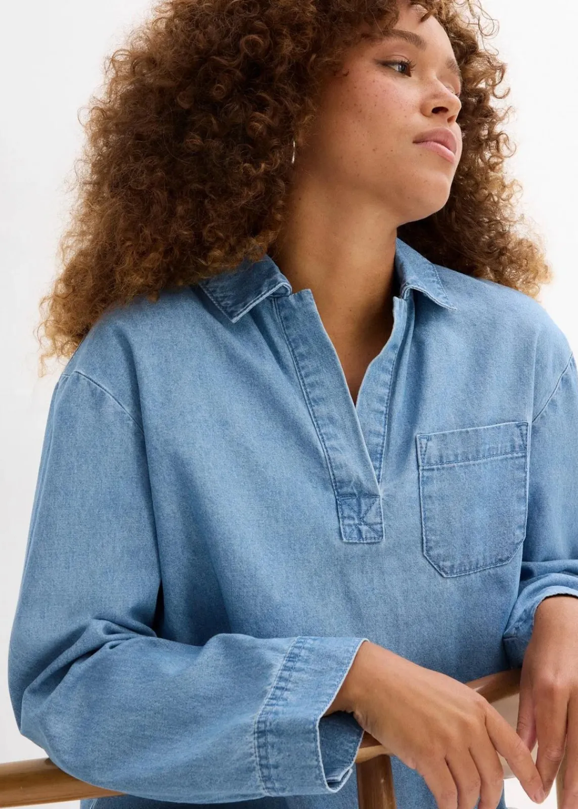 bonprix Bekleidung·Jacken & Mäntel|Blusen & Tuniken^Jeans-Tunika eisblau denim