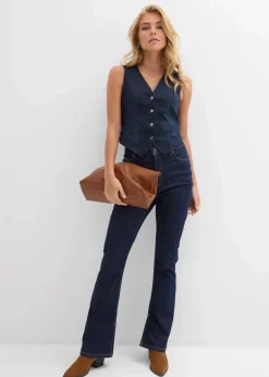 bonprix Bekleidung·Hosen|Jacken & Mäntel^Jeansweste dunkelblau denim used
