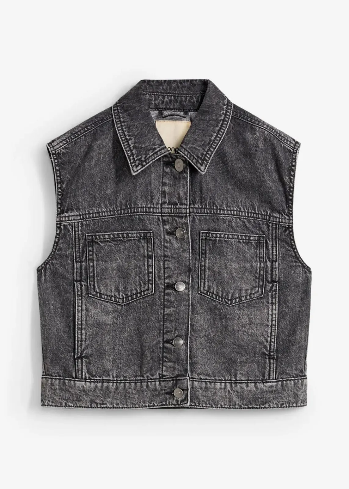 bonprix Jacken & Mäntel|Bekleidung·Hosen^Jeansweste aus Baumwolle dunkelgrau denim used