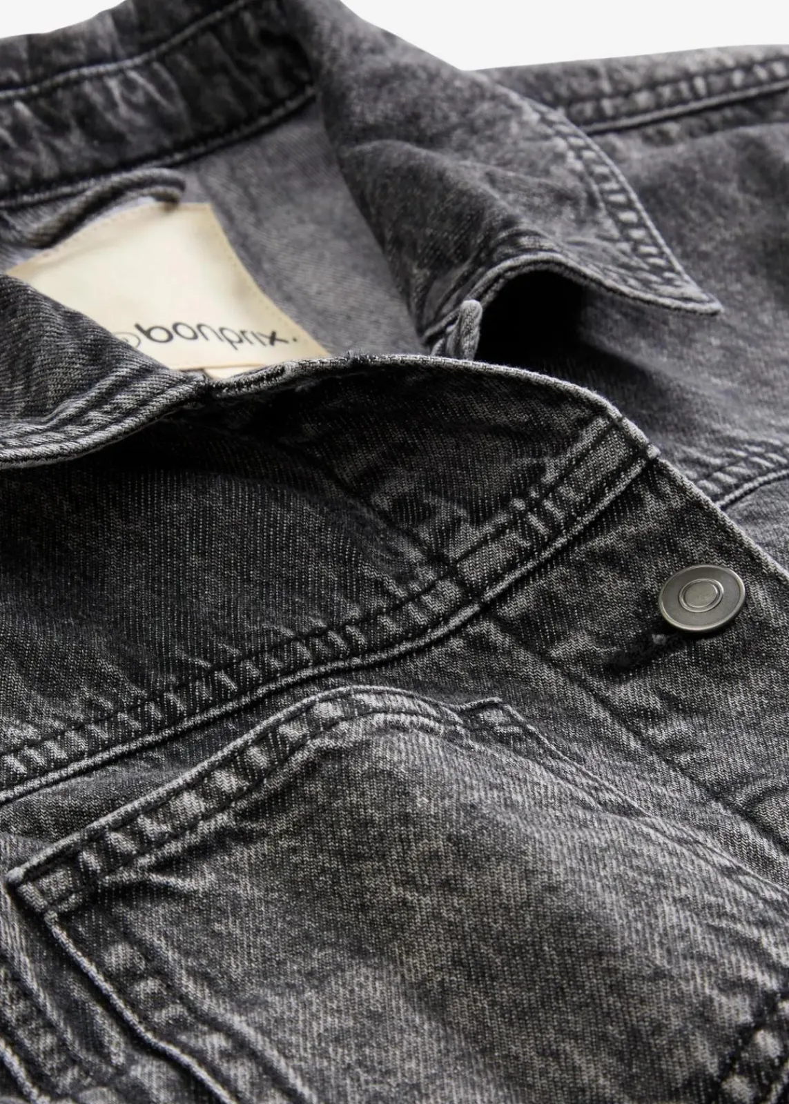 bonprix Jacken & Mäntel|Bekleidung·Hosen^Jeansweste aus Baumwolle dunkelgrau denim used