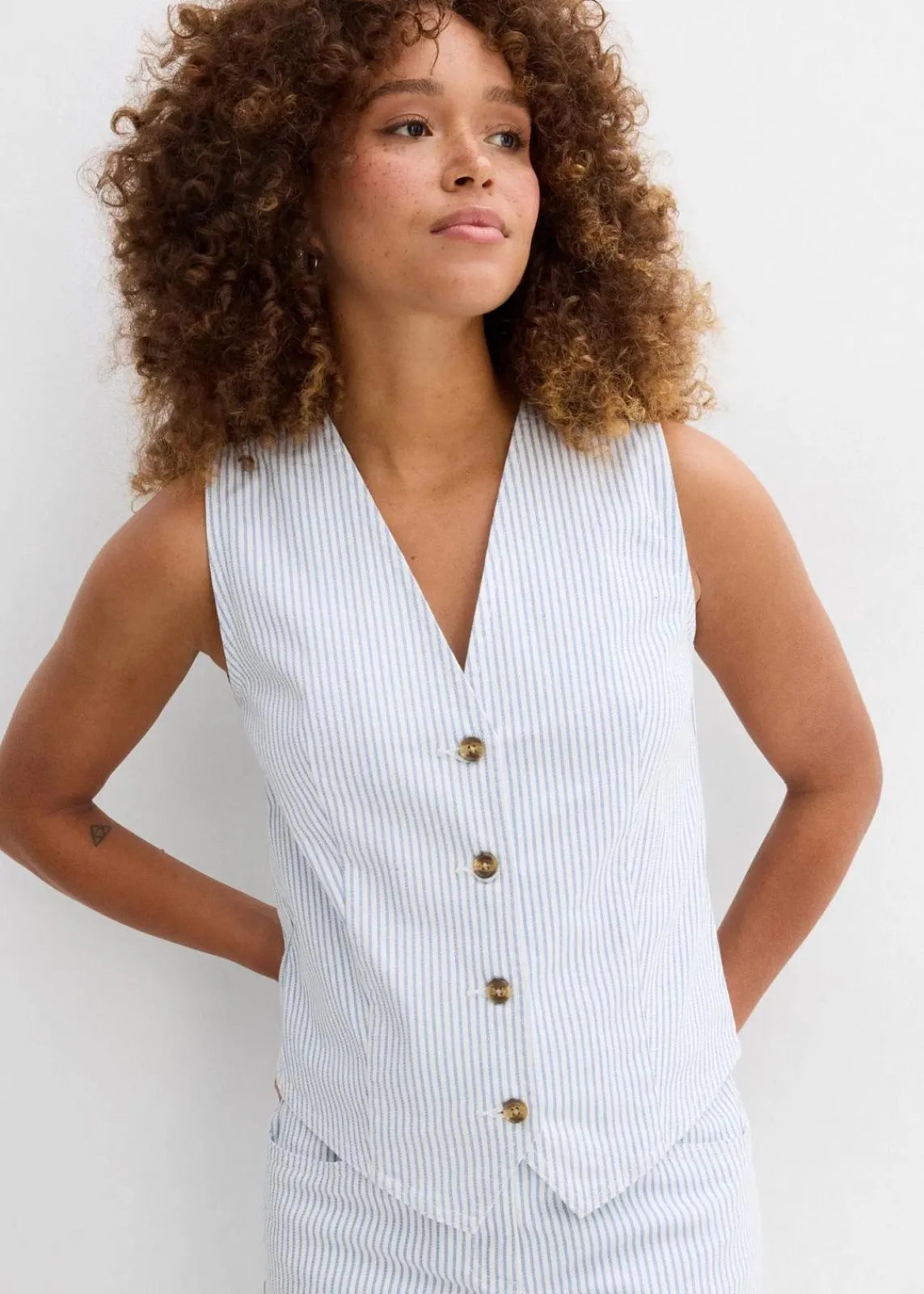 bonprix Bekleidung·Hosen|Jacken & Mäntel^Jeansweste, gestreift weiß gestreift