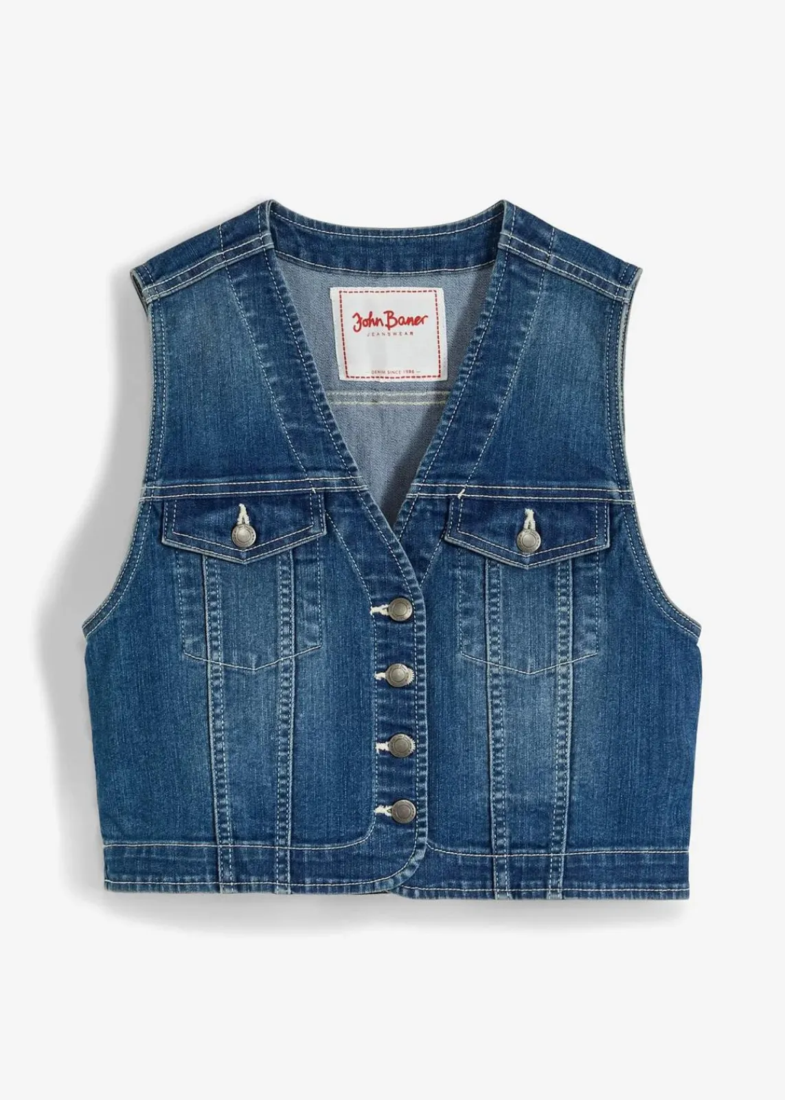 bonprix Bekleidung·Hosen|Jacken & Mäntel^Jeansweste mit Stretch blau denim used