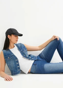bonprix Bekleidung·Hosen|Jacken & Mäntel^Jeansweste mit Stretch blau denim used