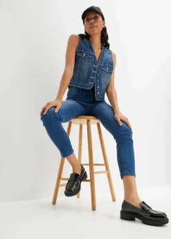 bonprix Bekleidung·Hosen|Jacken & Mäntel^Jeansweste mit Stretch blau denim used