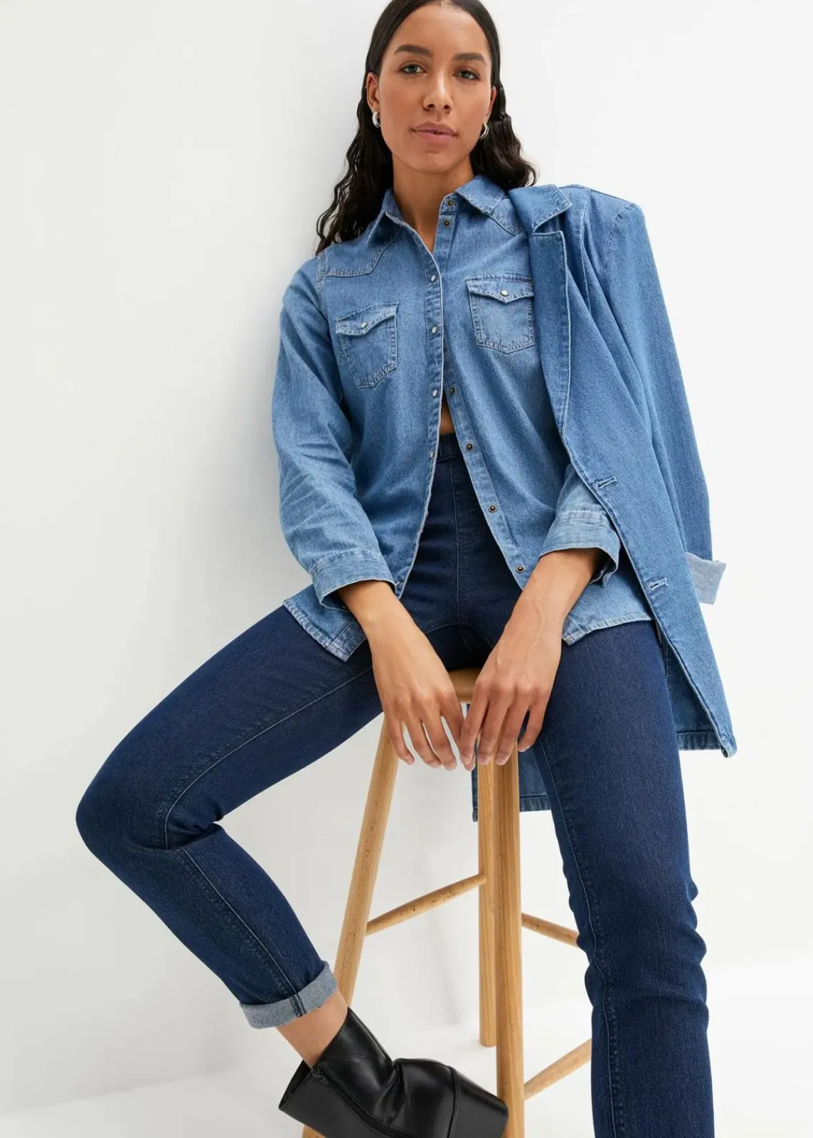 bonprix Jeans|Bekleidung·Shirts & Tops^Jeggings tiefblau denim ungewaschen