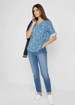 bonprix Jeans|Kurzgrößen^Jeggings Mid Waist, Bequembund blau denim
