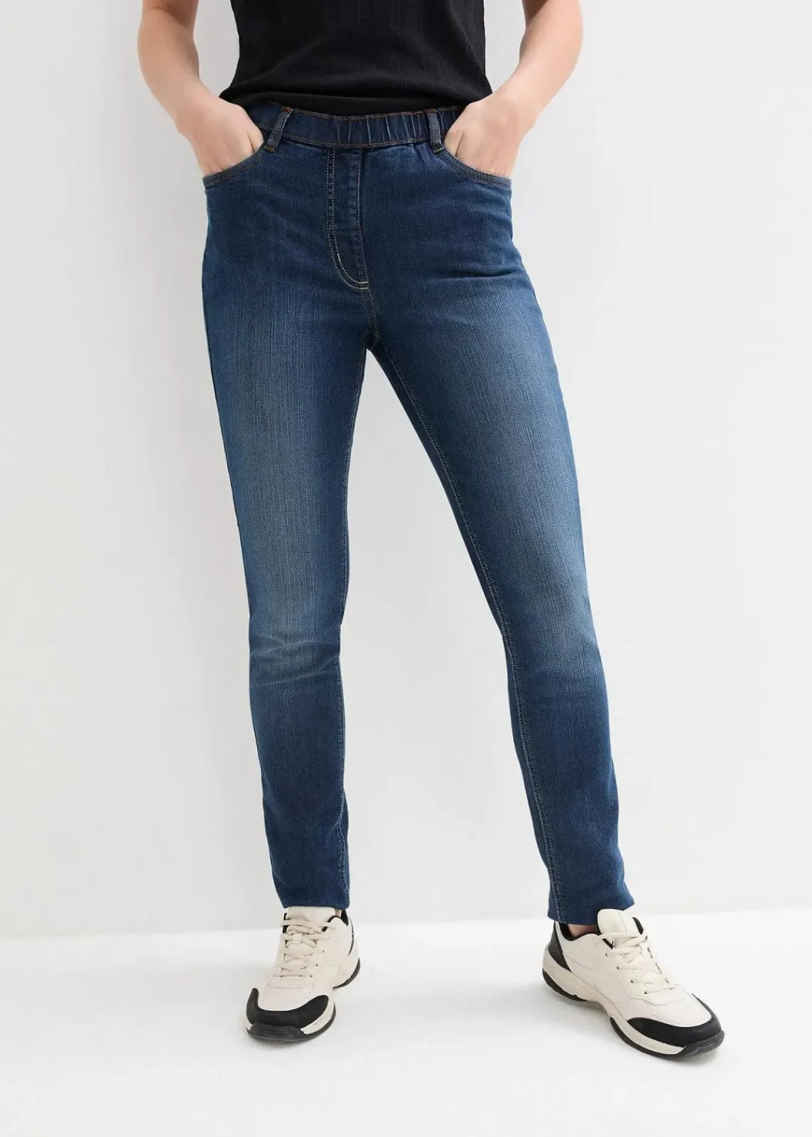 bonprix Jeans|Kurzgrößen^Jeggings Mid Waist, Bequembund nachtblau denim