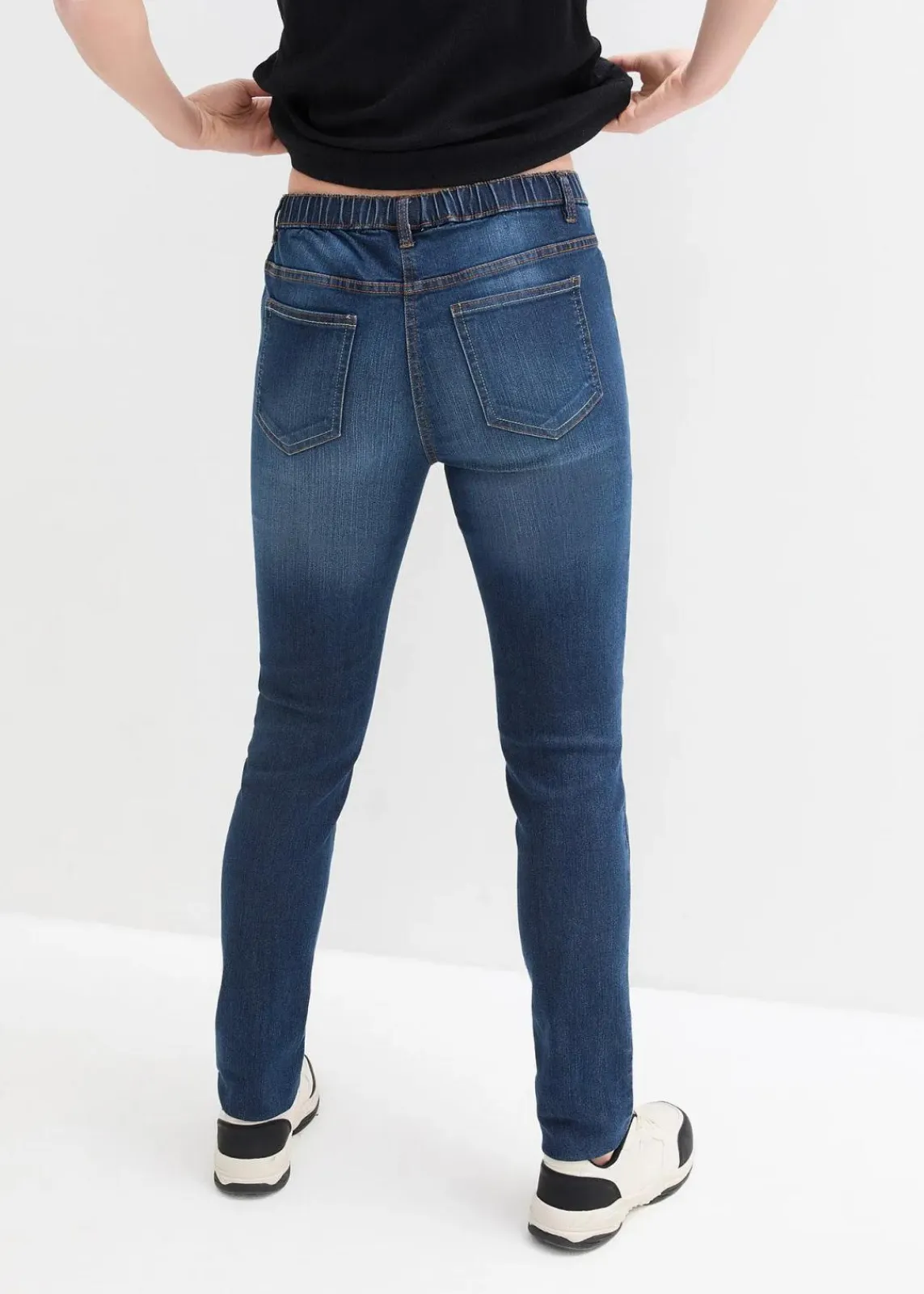 bonprix Jeans|Kurzgrößen^Jeggings Mid Waist, Bequembund nachtblau denim
