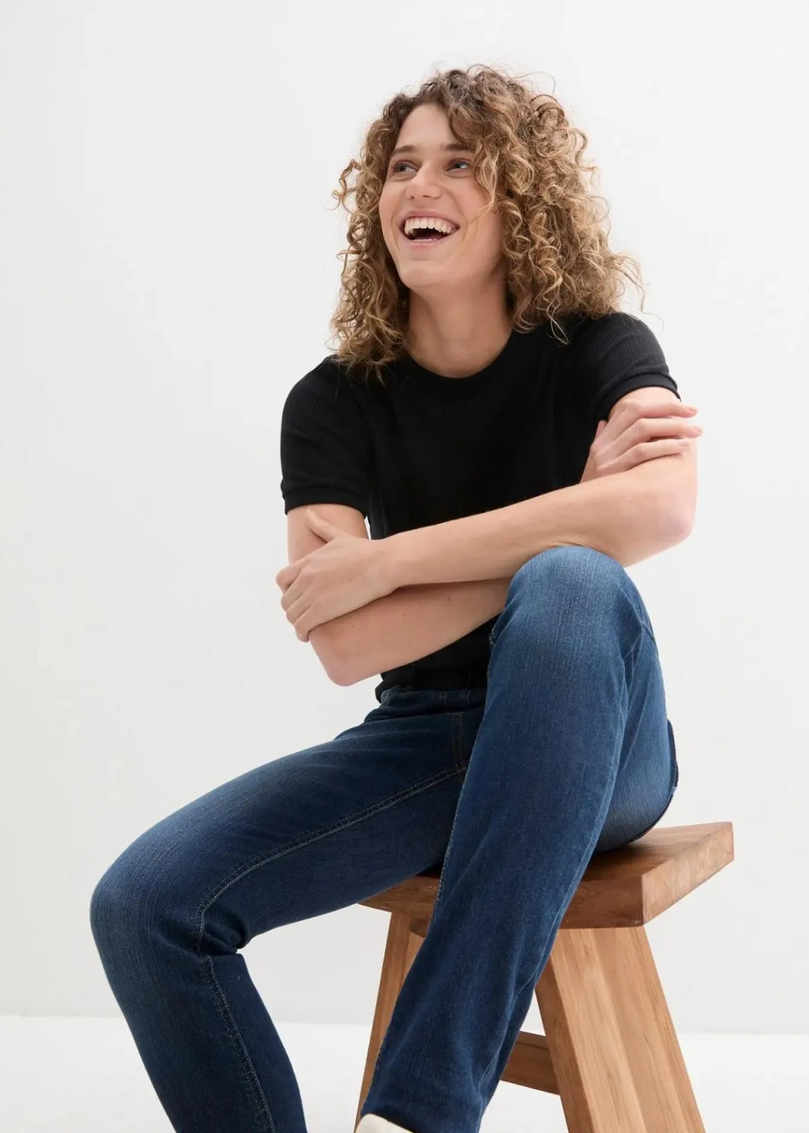 bonprix Jeans|Kurzgrößen^Jeggings Mid Waist, Bequembund nachtblau denim
