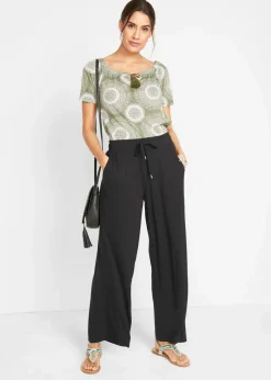 bonprix Bekleidung·Kleider|Hosen^Jersey- Hose aus fließendem Viskose-Mix schwarz