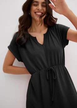 bonprix Bekleidung·Pullover & Strickjacken|Kleider^Jersey Kleid aus fließendem Viskose-Mix schwarz