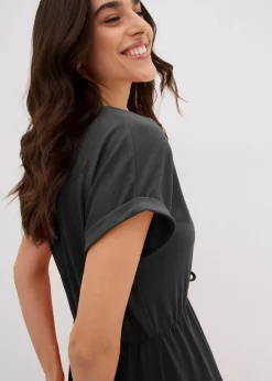 bonprix Bekleidung·Pullover & Strickjacken|Kleider^Jersey Kleid aus fließendem Viskose-Mix schwarz