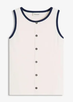 bonprix Shirts & Tops^Jersey Tanktop mit Kontrastblende naturbeige/dunkelblau
