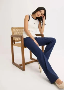 bonprix Shirts & Tops^Jersey Tanktop mit Kontrastblende naturbeige/dunkelblau
