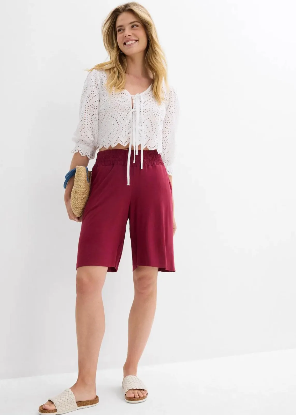 bonprix Nachhaltigere Materialien|Hosen^Jersey-Bermuda aus Viskose-Mix rhododendronrot