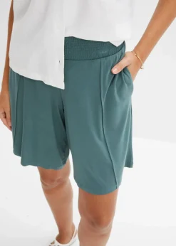 bonprix Nachhaltigere Materialien|Hosen^Jersey-Bermuda mit Bequembund graugrün